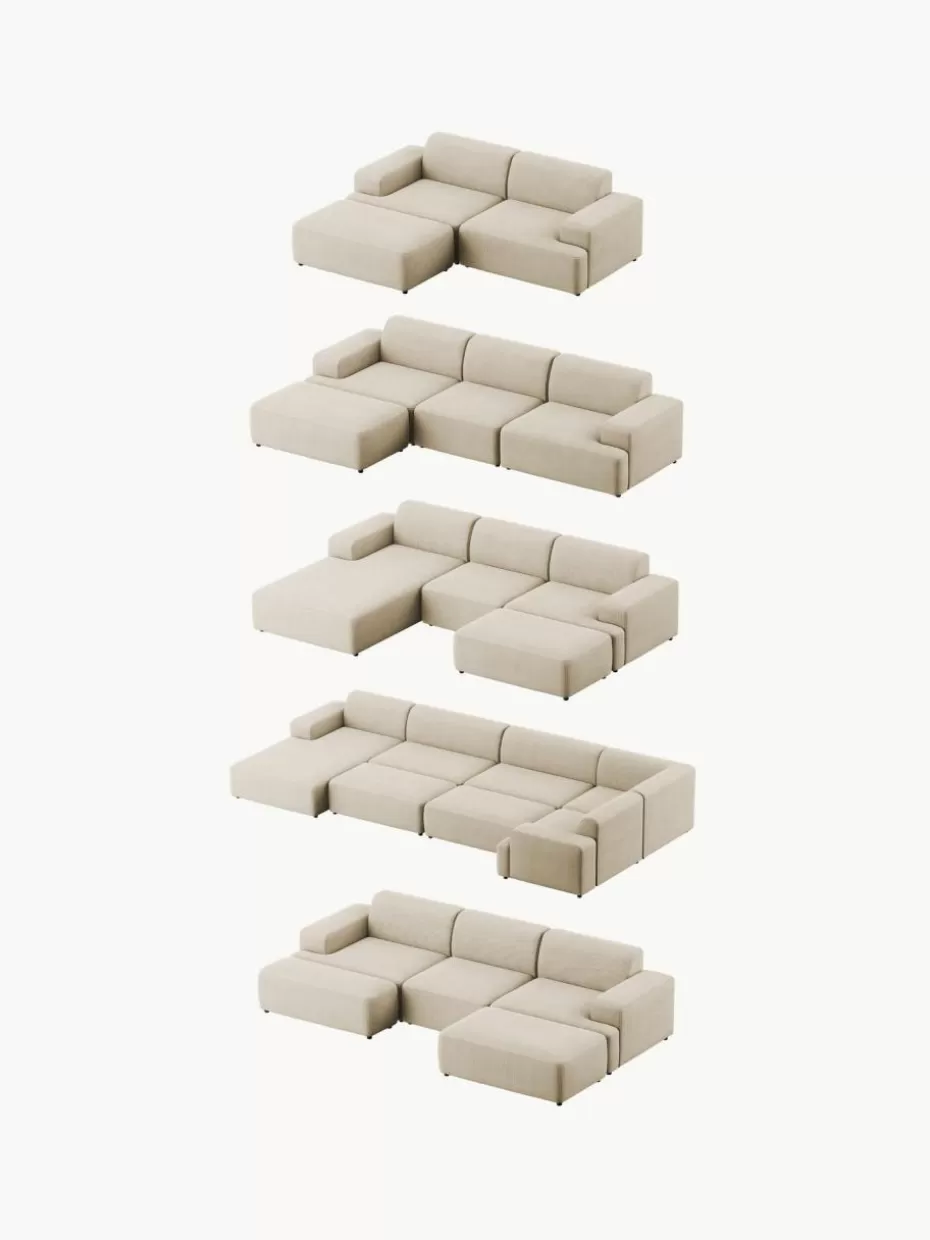 Hocker | Sofaserien-Westwing Collection XL-Hocker Melva aus Cord, B 116 x T 72 cm Cord Hellbeige