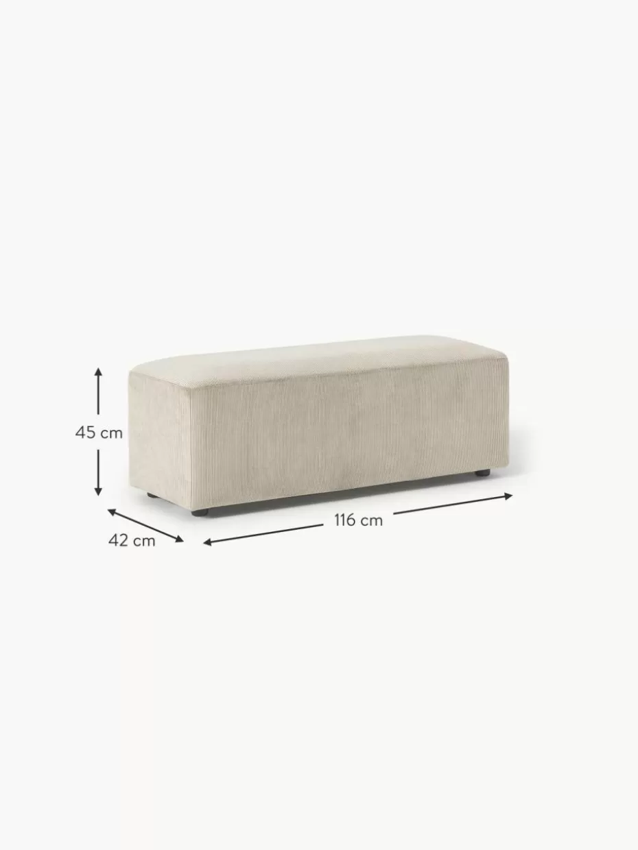 Hocker | Sofaserien-Westwing Collection XL-Hocker Melva aus Cord, B 116 x T 42 cm Cord Hellbeige