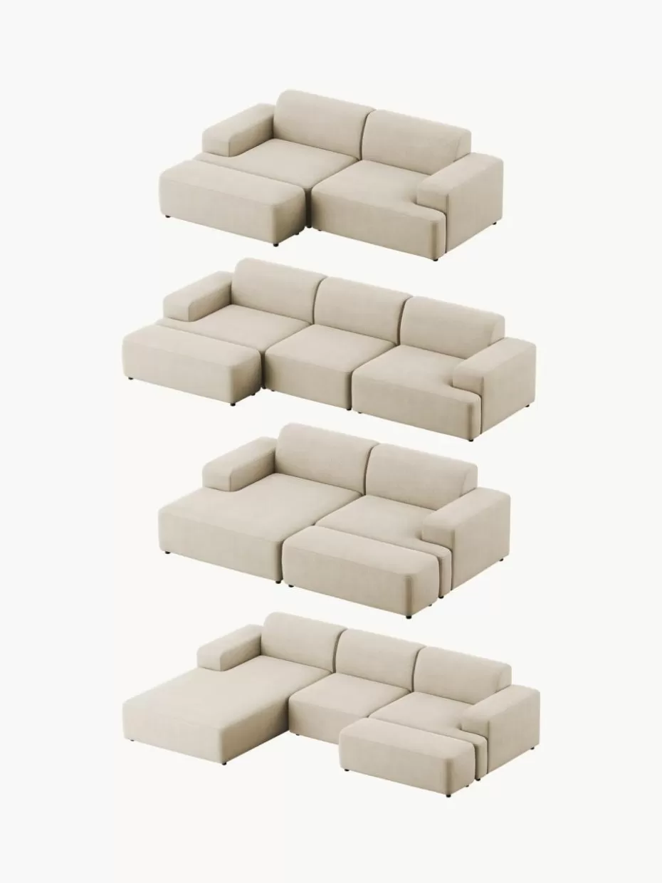 Hocker | Sofaserien-Westwing Collection XL-Hocker Melva aus Cord, B 116 x T 42 cm Cord Hellbeige