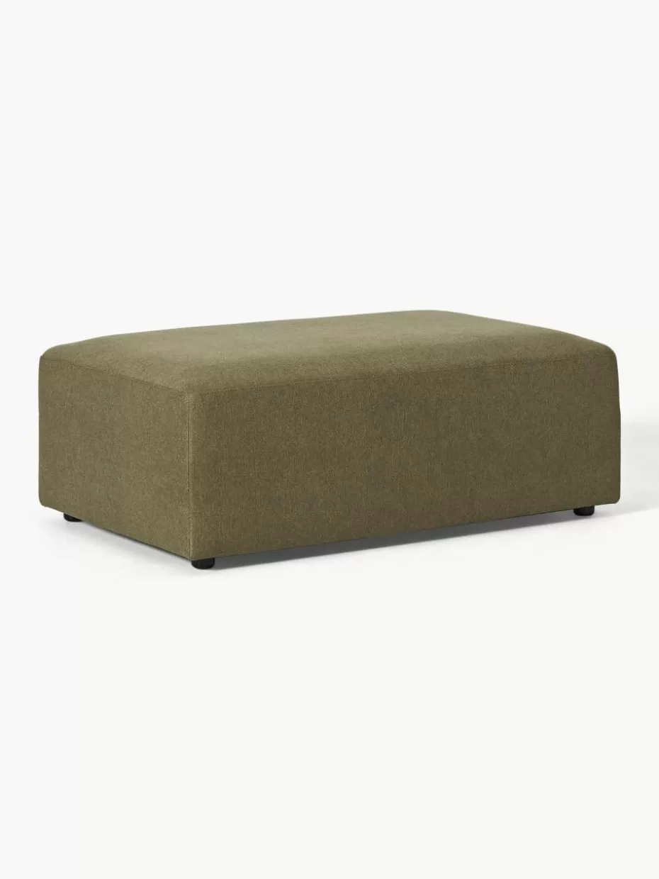 Hocker | Sofaserien-Westwing Collection XL-Hocker Melva, B 116 x T 72 cm Webstoff Olivgrün