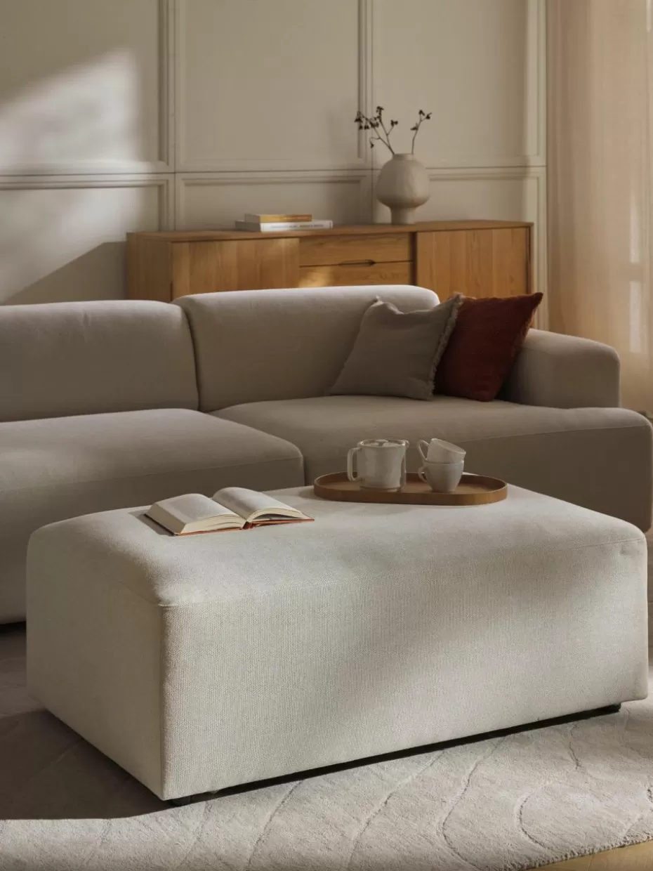 Hocker | Sofaserien-Westwing Collection XL-Hocker Melva, B 116 x T 72 cm Webstoff Off White