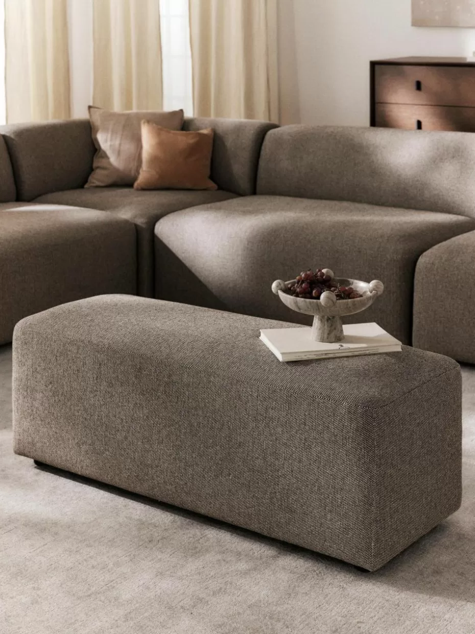 Hocker | Sofaserien-Westwing Collection XL-Hocker Melva, B 116 x T 42 cm Webstoff Greige