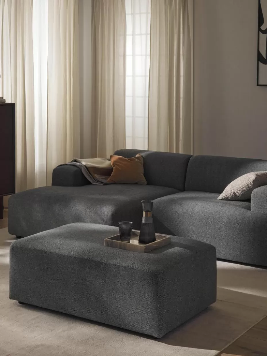 Hocker | Sofaserien-Westwing Collection XL-Hocker Melva, B 116 x T 72 cm Webstoff Dunkelgrau