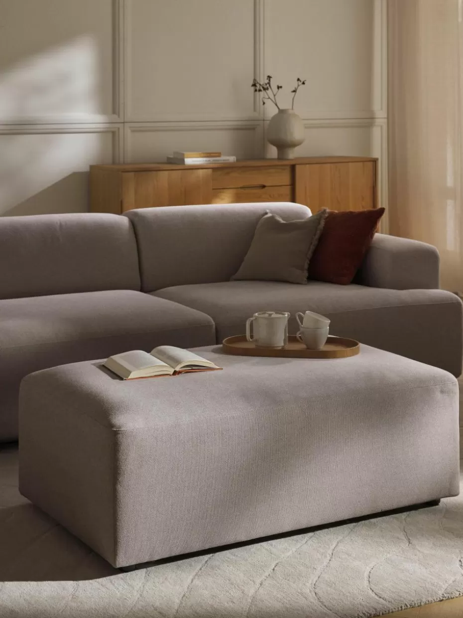 Hocker | Sofaserien-Westwing Collection XL-Hocker Melva, B 116 x T 72 cm Webstoff Taupe