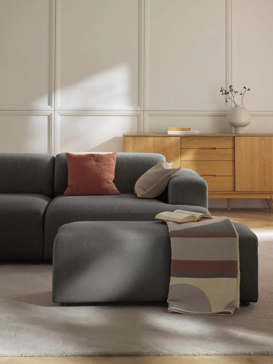 Hocker | Sofaserien-Westwing Collection XL-Hocker Melva, B 116 x T 42 cm Webstoff Anthrazit