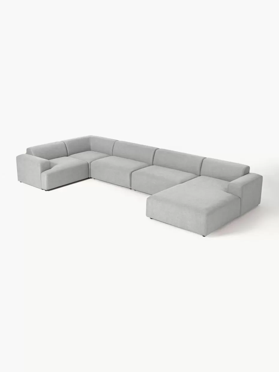 Sofas | Sofaserien-Westwing Collection XL-Wohnlandschaft Melva Webstoff Hellgrau