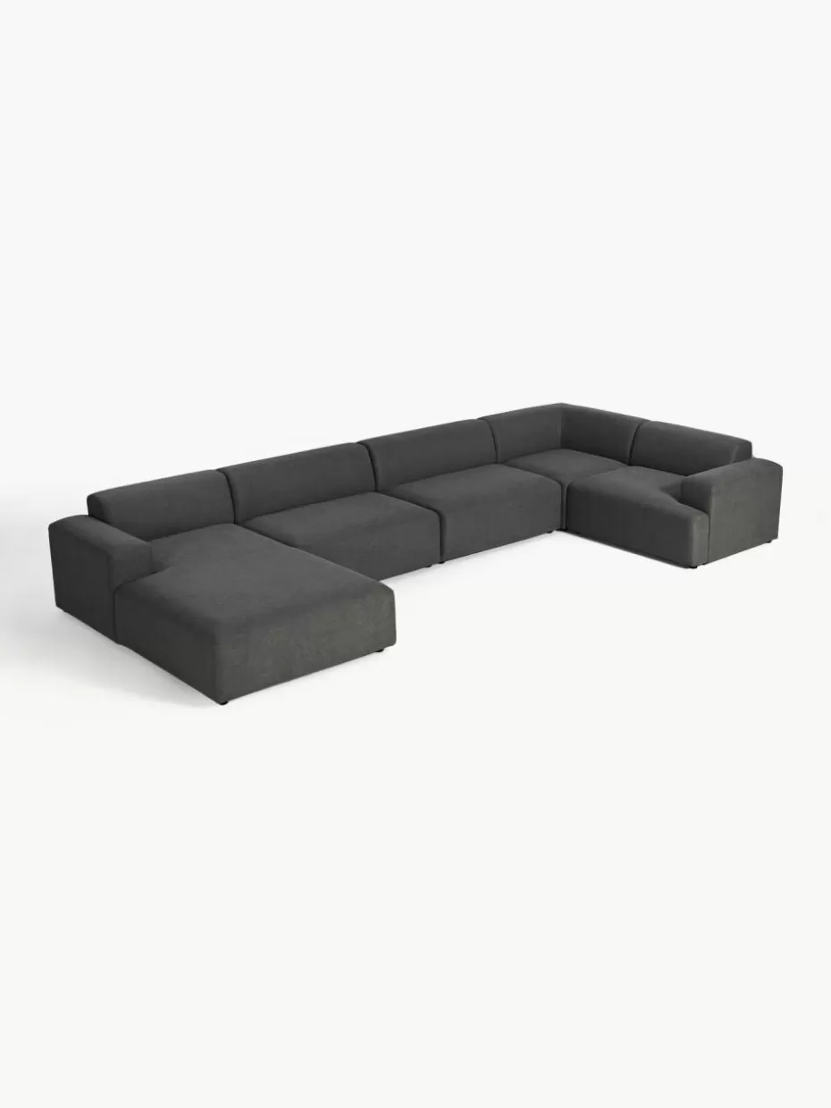 Sofas | Sofaserien-Westwing Collection XL-Wohnlandschaft Melva Webstoff Anthrazit