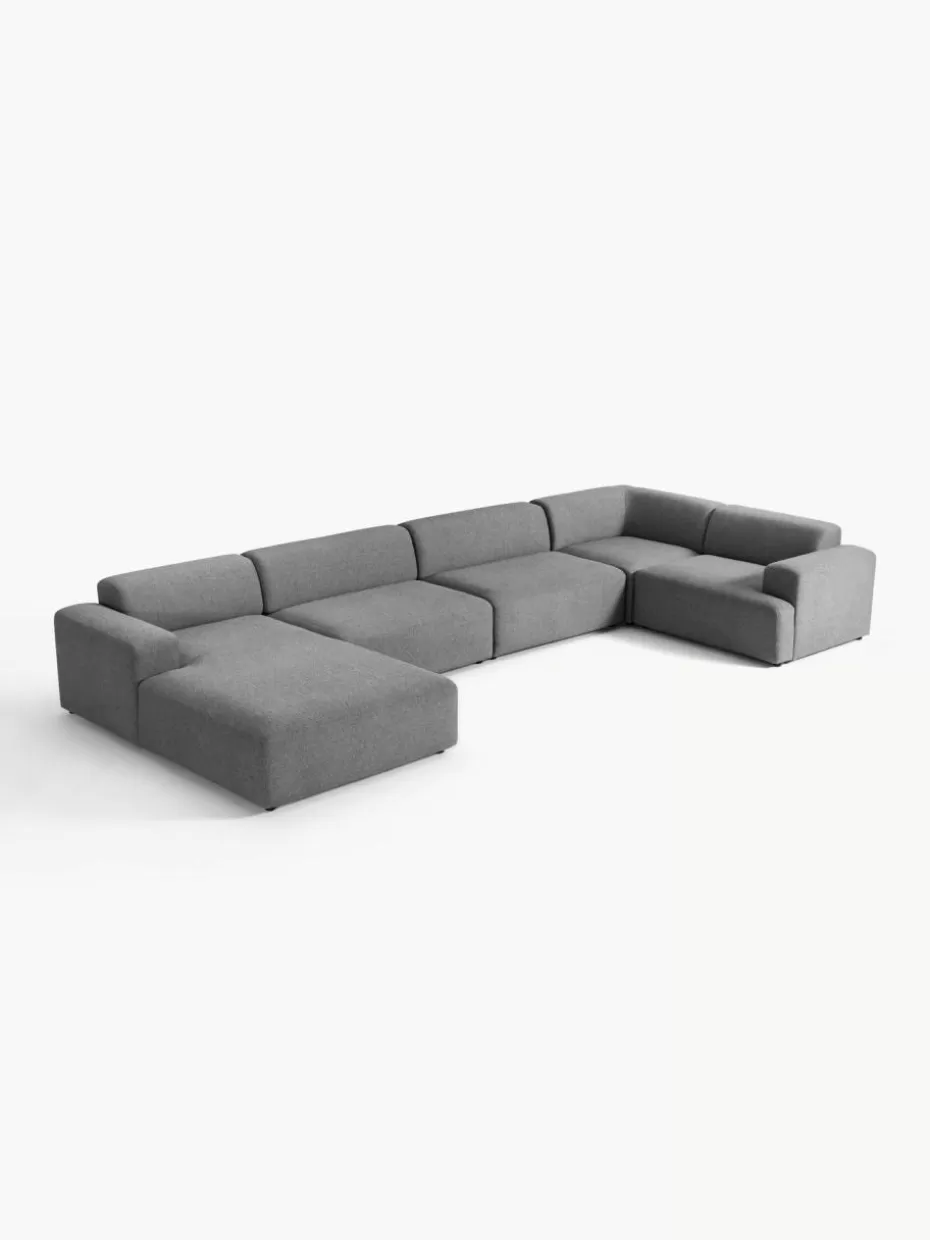 Sofas | Sofaserien-Westwing Collection XL-Wohnlandschaft Melva Webstoff Dunkelgrau