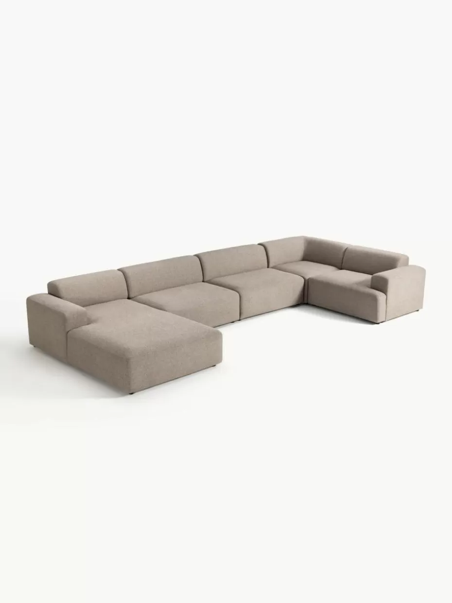 Sofas | Sofaserien-Westwing Collection XL-Wohnlandschaft Melva Webstoff Greige