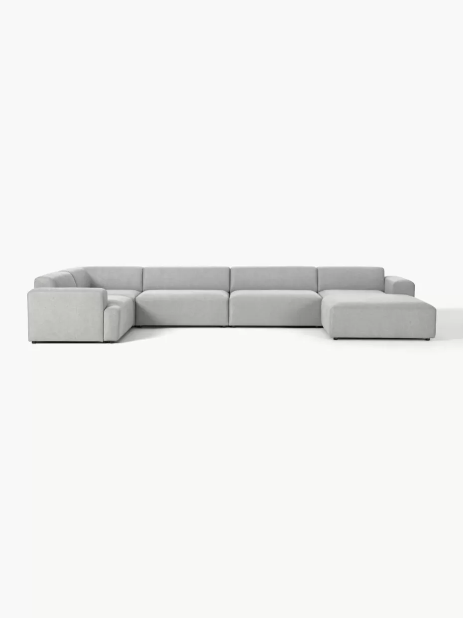 Sofas | Sofaserien-Westwing Collection XL-Wohnlandschaft Melva Webstoff Hellgrau