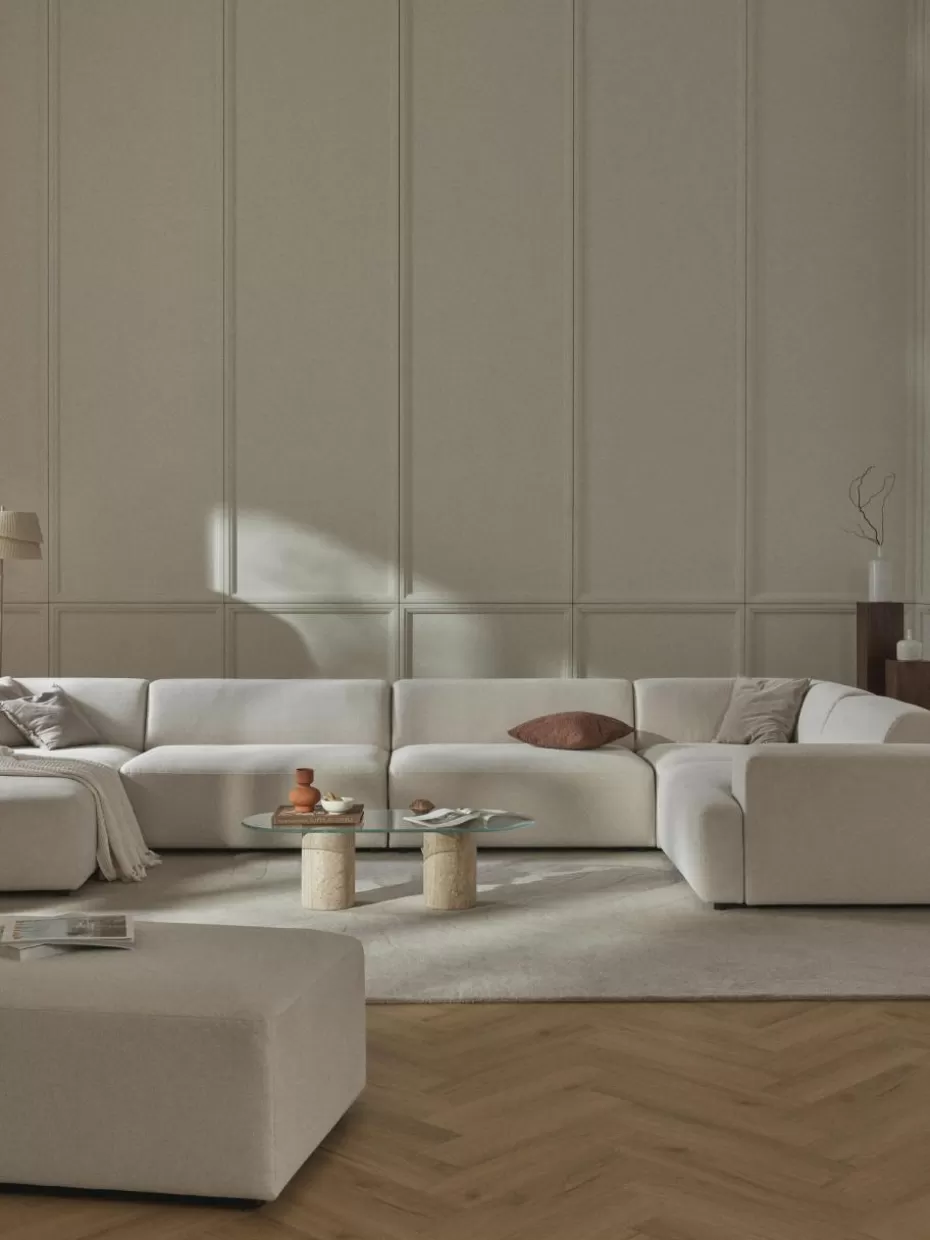 Sofas | Sofaserien-Westwing Collection XL-Wohnlandschaft Melva Webstoff Off White