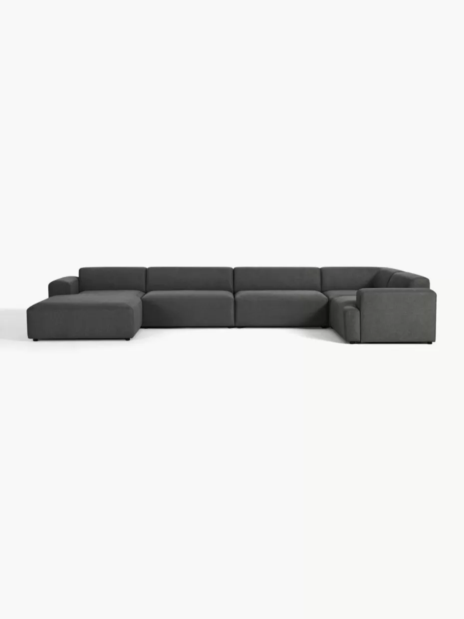 Sofas | Sofaserien-Westwing Collection XL-Wohnlandschaft Melva Webstoff Anthrazit