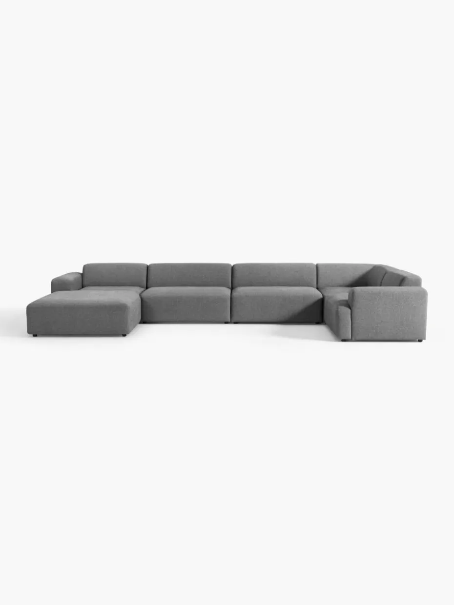Sofas | Sofaserien-Westwing Collection XL-Wohnlandschaft Melva Webstoff Dunkelgrau