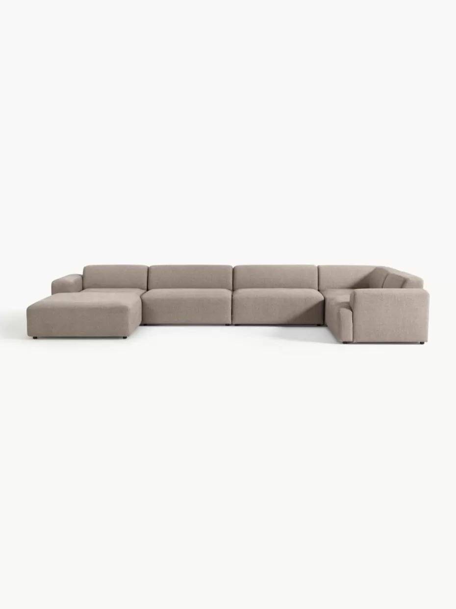 Sofas | Sofaserien-Westwing Collection XL-Wohnlandschaft Melva Webstoff Greige