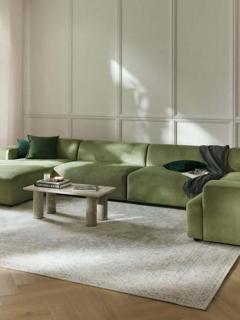 Sofas | Sofaserien-Westwing Collection XL-Wohnlandschaft Melva aus Cord Cord Olivgrün